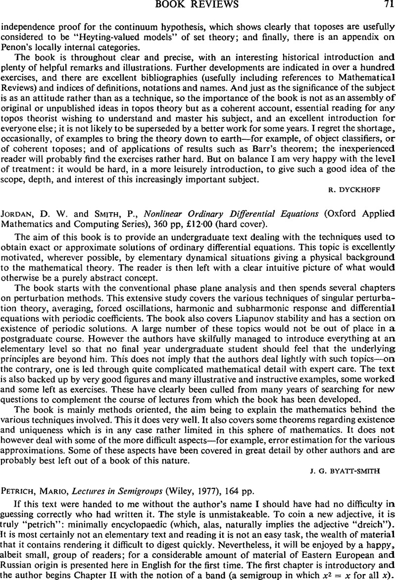 D. W. Jordan and P. Smith, Nonlinear Ordinary Differential Equations ...