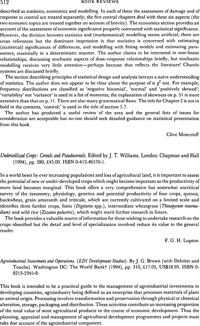 Agroindustrial investment and operations