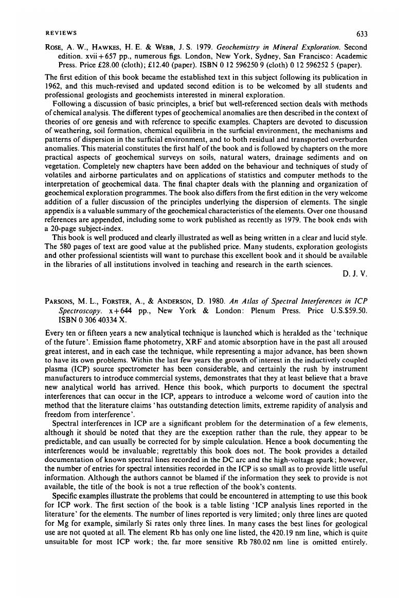 A. W. Rose, H. E. Hawkes & J. S. Webb 1979. Geochemistry In Mineral ...