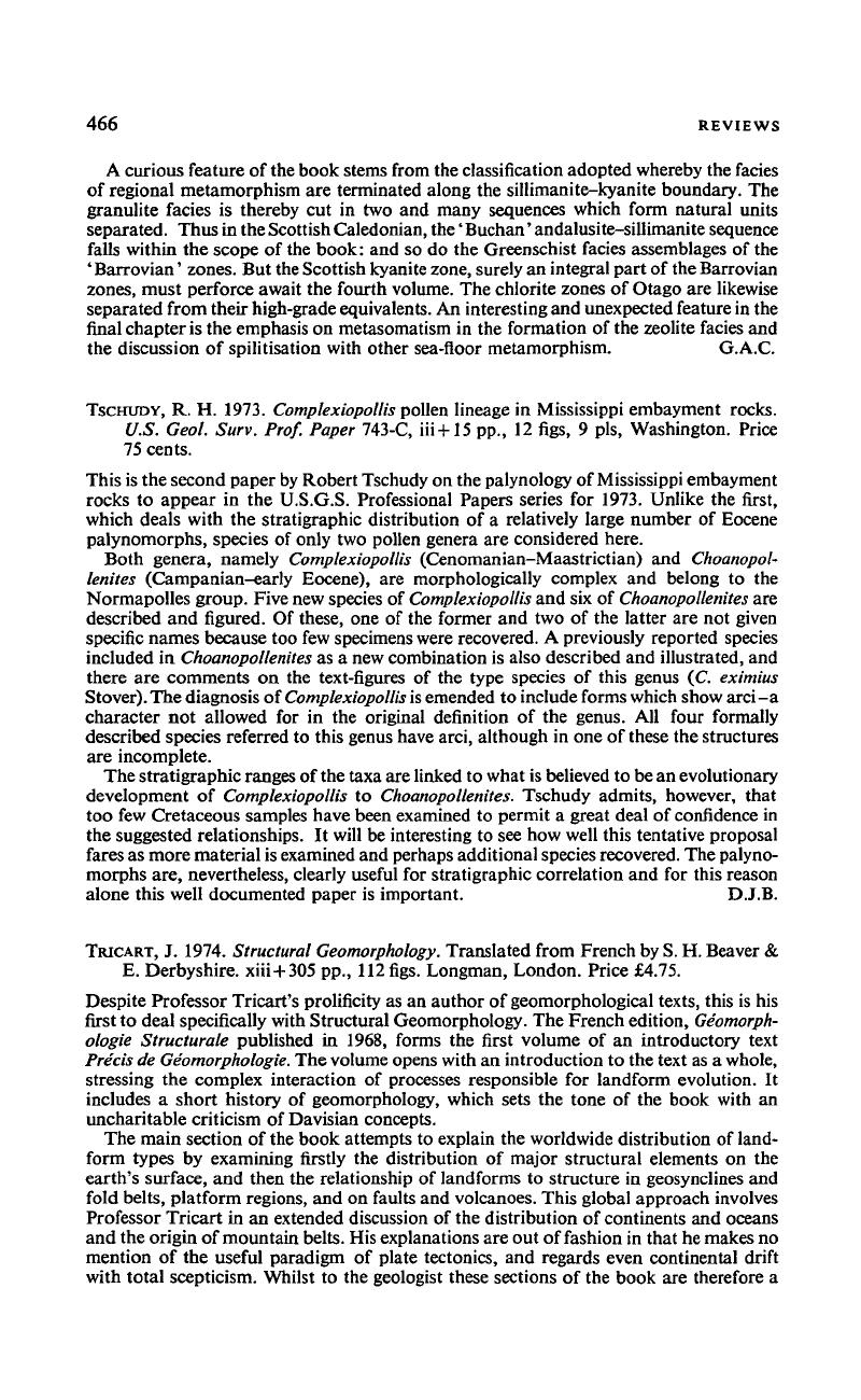 J. Tricart 1974. Structural Geomorphology. Translated from French by S ...