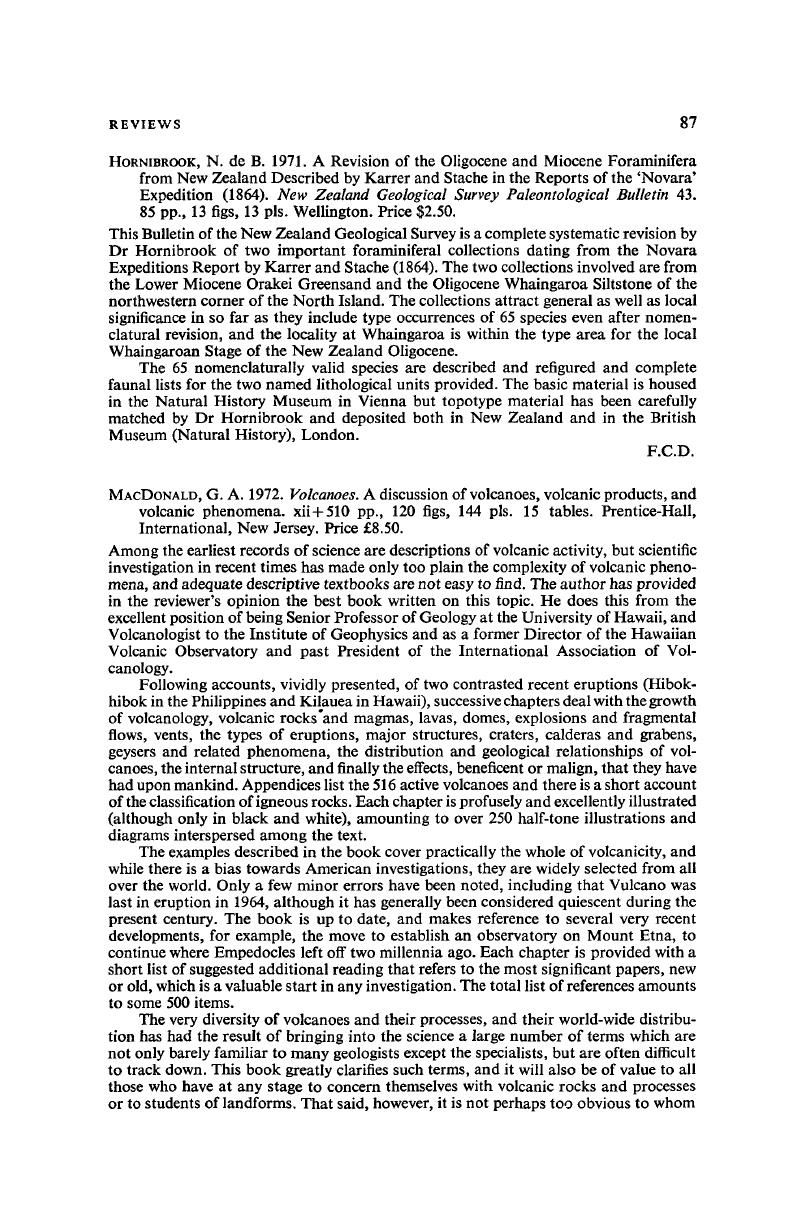 G. A. MacDonald 1972. Volcanoes. A discussion of volcanoes, volcanic