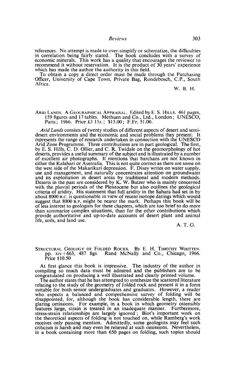 Structural Geology of Folded Rocks. By E. H. Timothy Whitten. pp. xiv ...