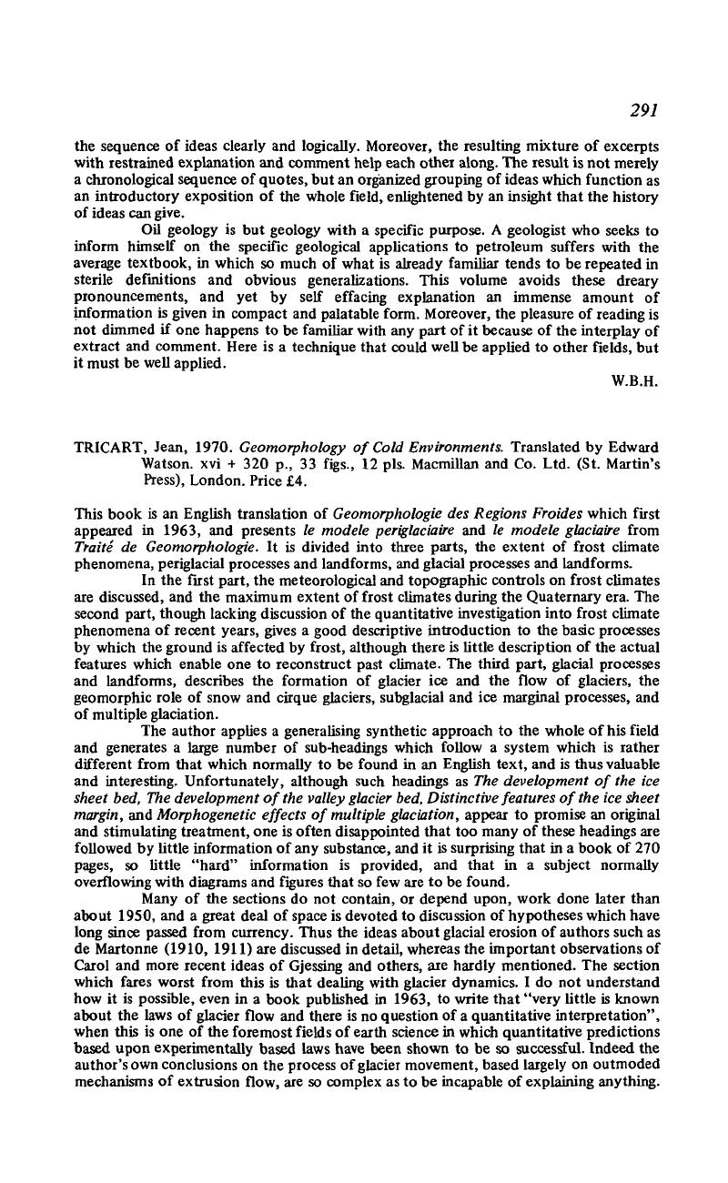 Jean Tricart, 1970. Geomorphology of Cold Environments, Translated by ...