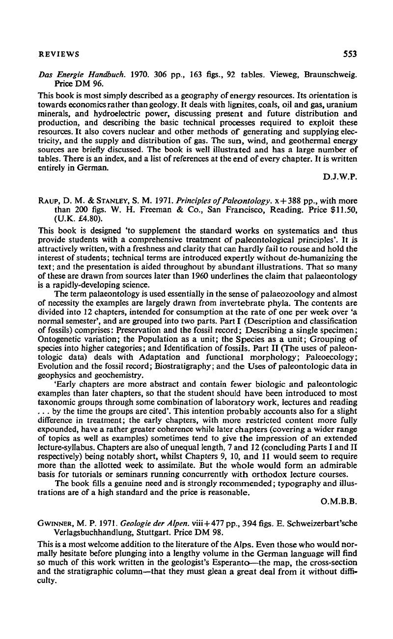 D. M. Raup & S. M. Stanley 1971. Principles Of Paleontology. X + 388 Pp ...