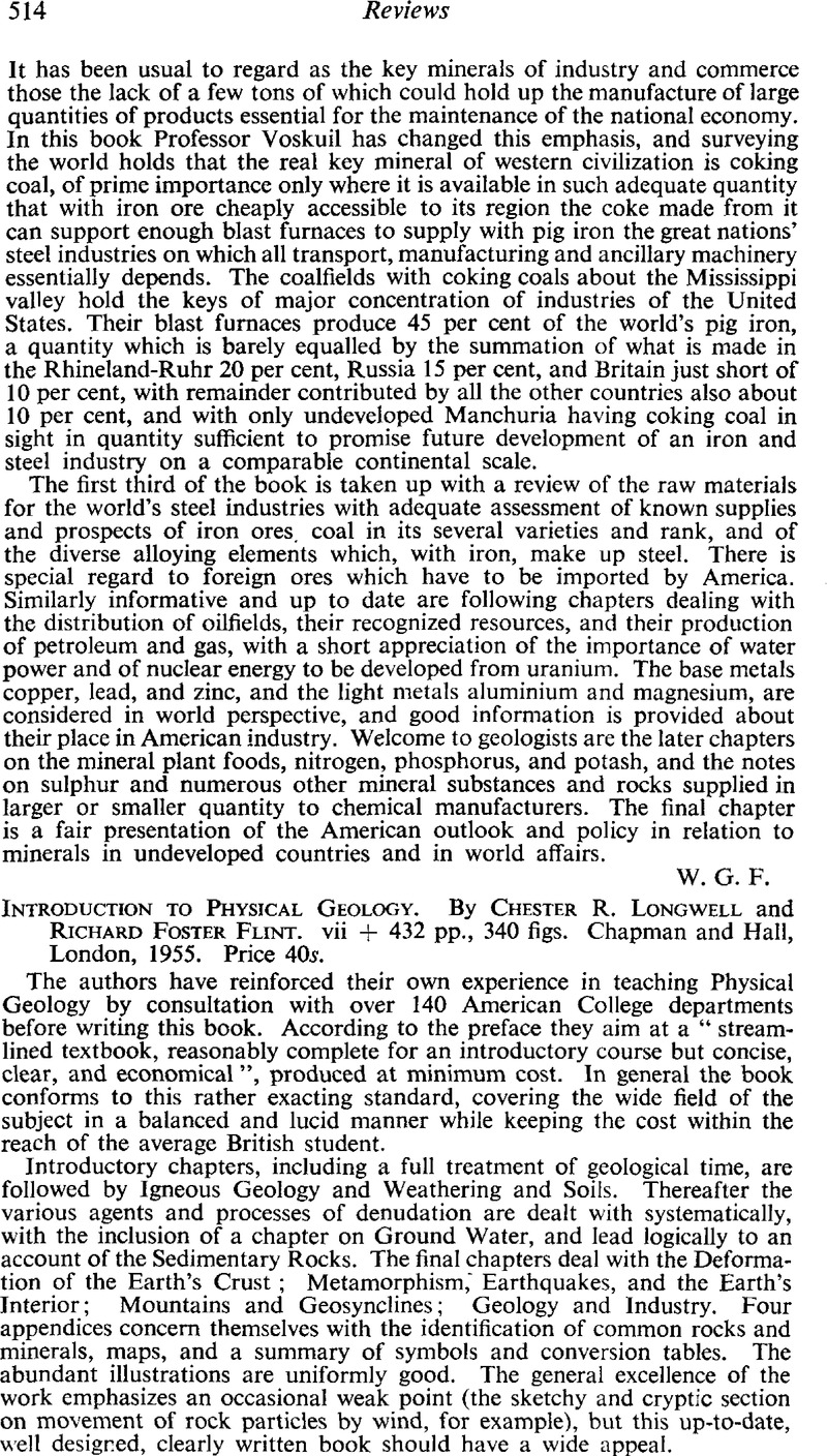 Introduction to Physical Geology. By Chester R. Longwell and Foster ...