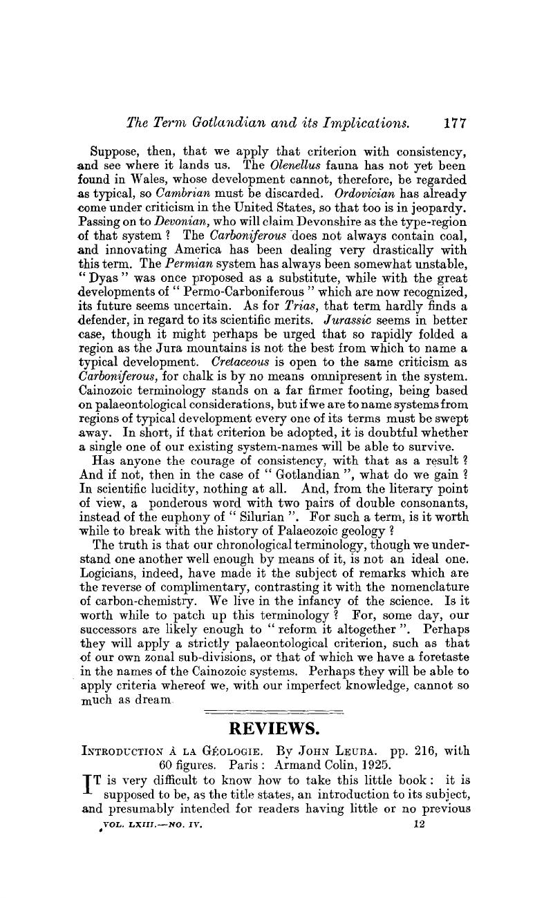 Introduction à la Géologie. By John Leuba. pp. 216, with 60 figures ...