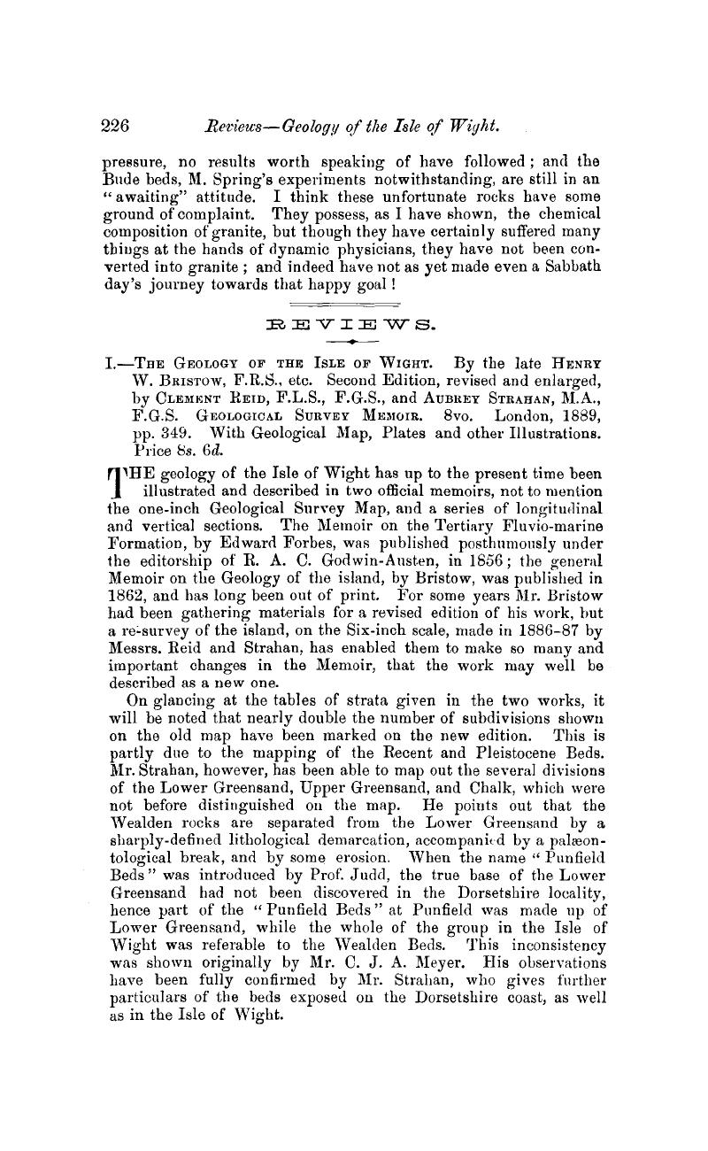 I—The Geology of the Isle of Wight. By the late Henry W. Bristow, F.R.S ...