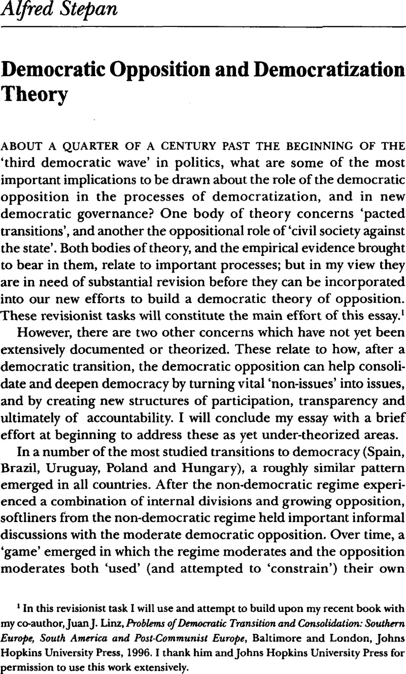 Democratic Opposition And Democratization Theory | Government And ...