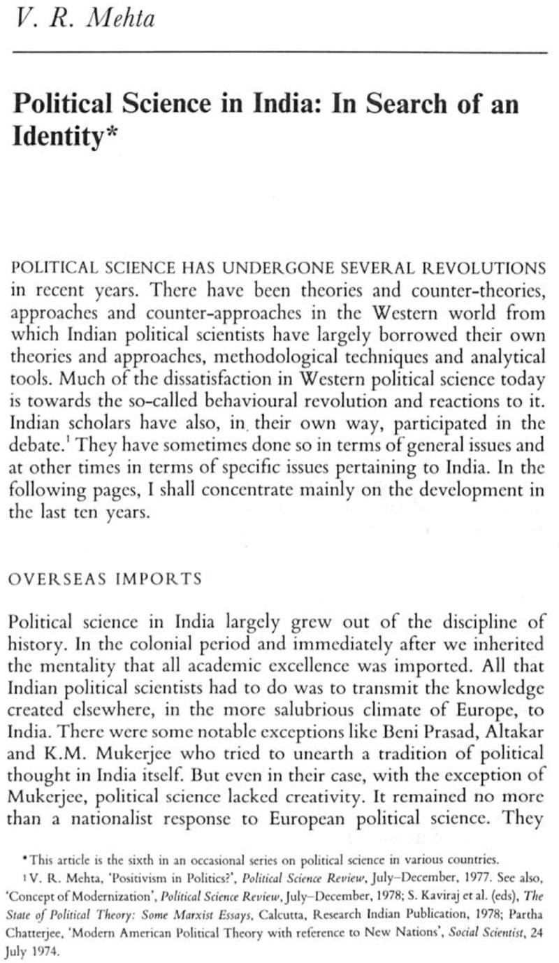 research topics in political science in india
