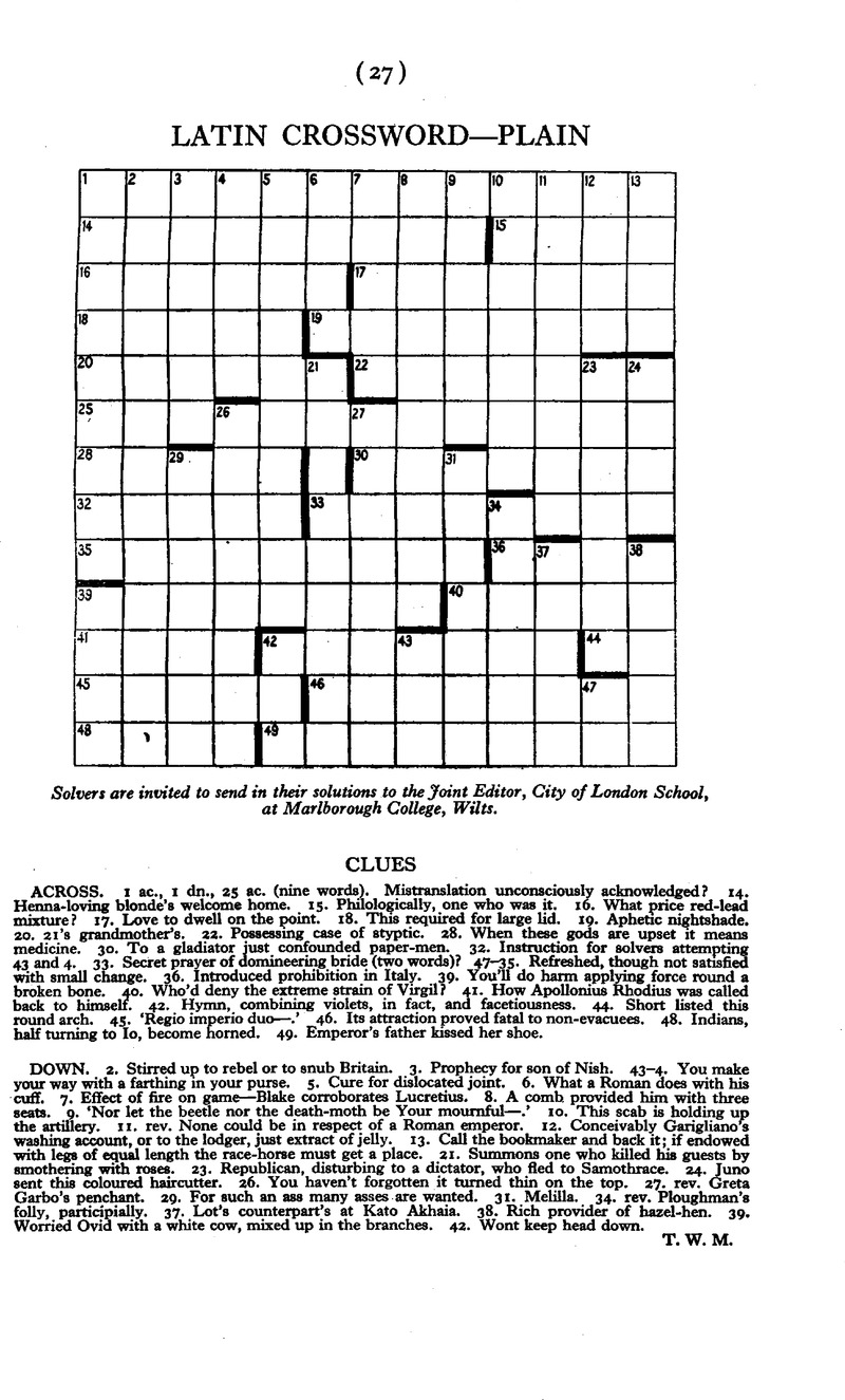 Latin Crossword Plain Greece Rome Cambridge Core Latin Crossword Plain Greece Rome Cambridge Core