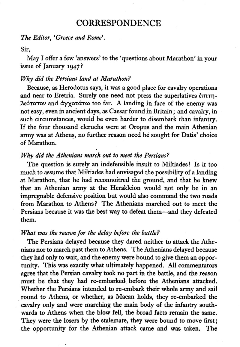 Correspondence Greece & Rome Cambridge Core