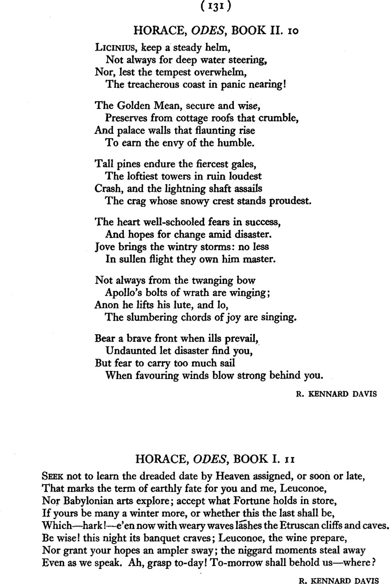 Horace, Odes, Book II. 10 | Greece & Rome | Cambridge Core