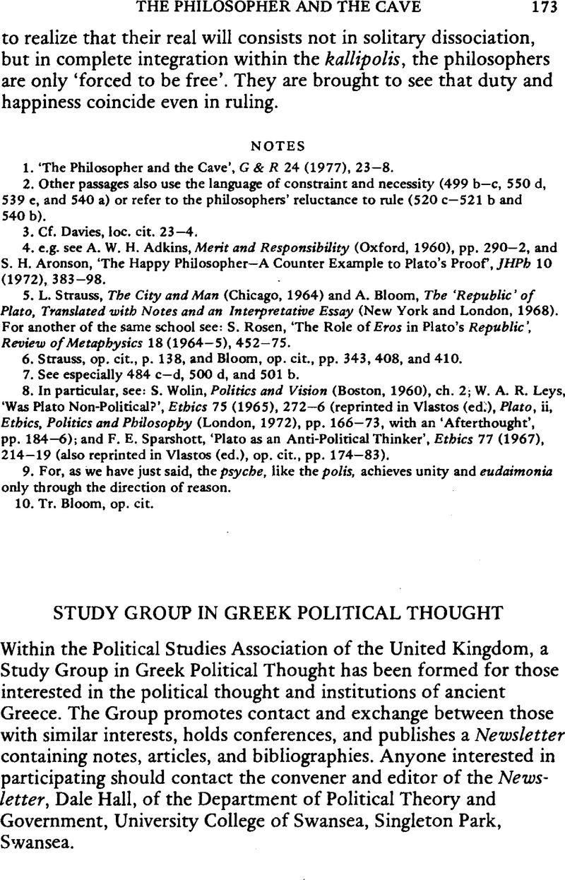 Study Group in Greek Political Thought | Greece & Rome | Cambridge