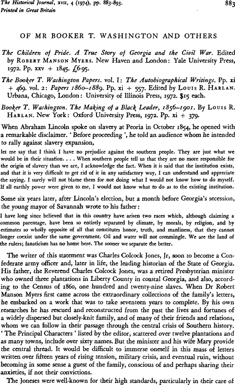 Of Mr Booker T. Washington And Others | The Historical Journal ...