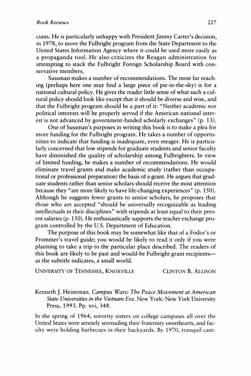 Campus Wars: The Peace Movement At American State Universities in the Vietnam Era