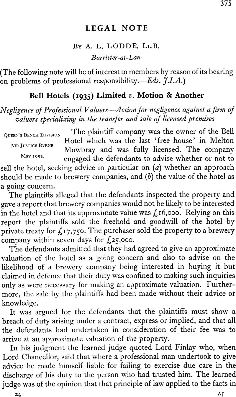 Legal Note | Journal of the Institute of Actuaries | Cambridge Core