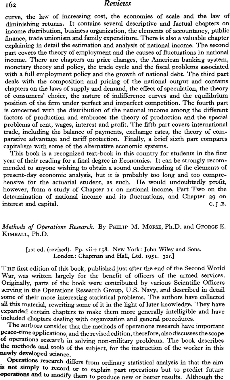 Methods of Operations Research. By Philip M. MorsePh.D. and George ...