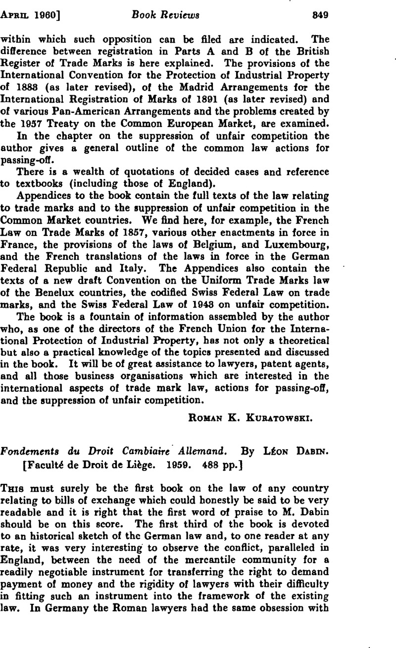 Fondements du, Droit Cambiaire Allemand. by LÉOn Dabin. [Faculté de