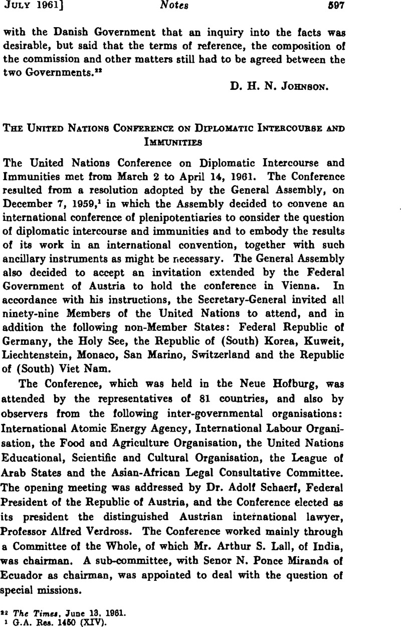 The United Nations Conference On Diplomatic Intercourse And Immunities International 4756