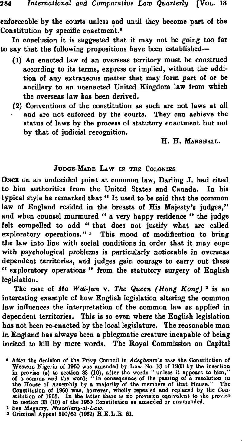 Judge-Made Law in the Colonies | International & Comparative Law ...