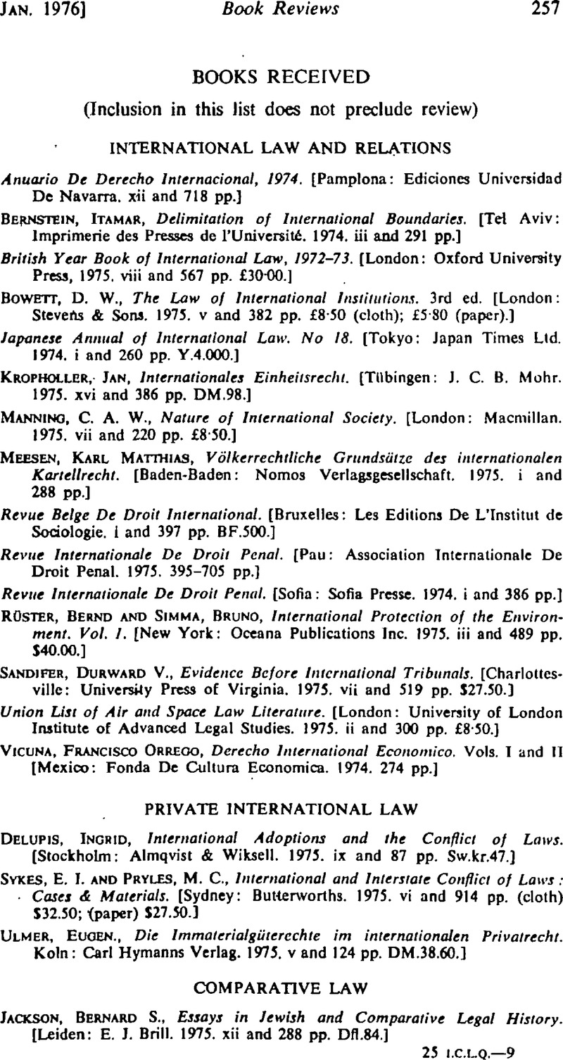 Books Received | International & Comparative Law Quarterly | Cambridge Core
