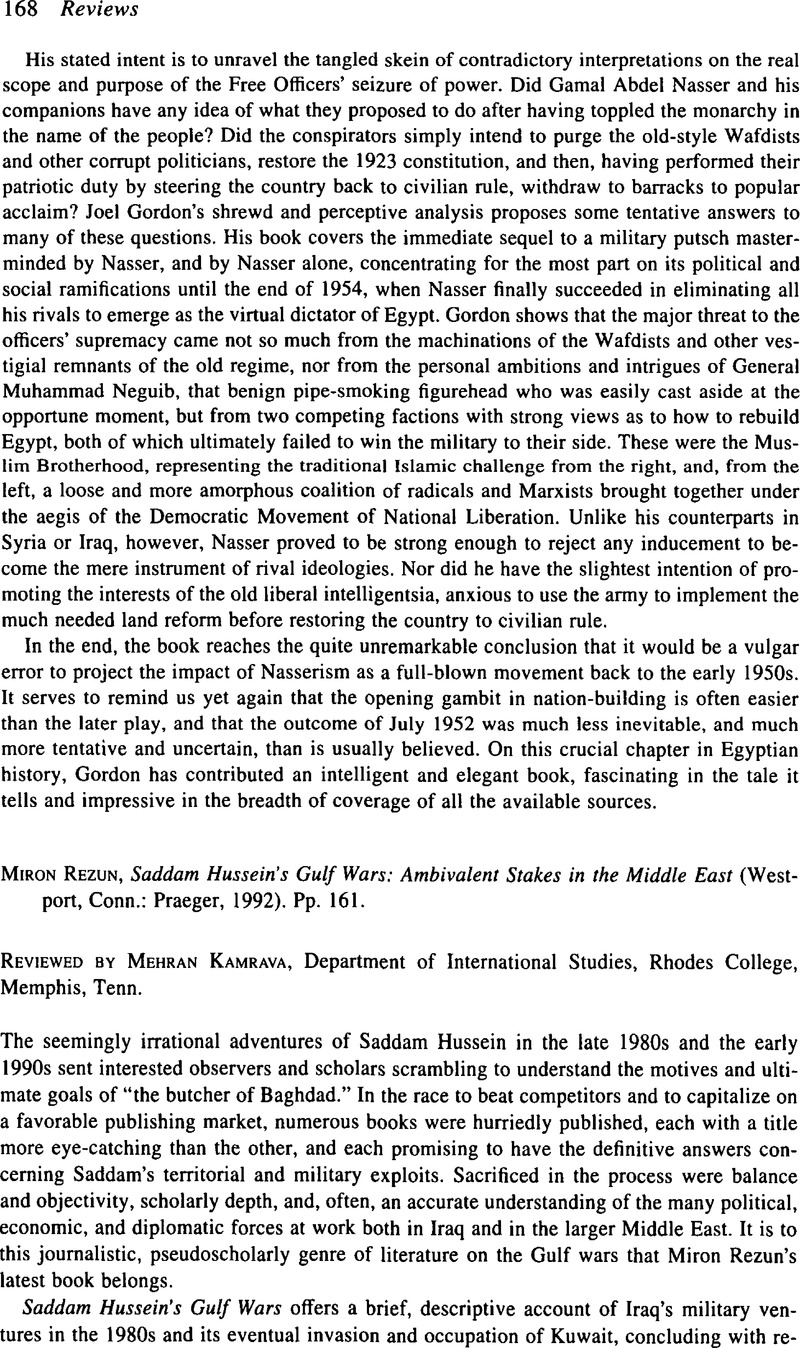 Miron Rezun, Saddam Hussein's Gulf Wars: Ambivalent Stakes in the ...