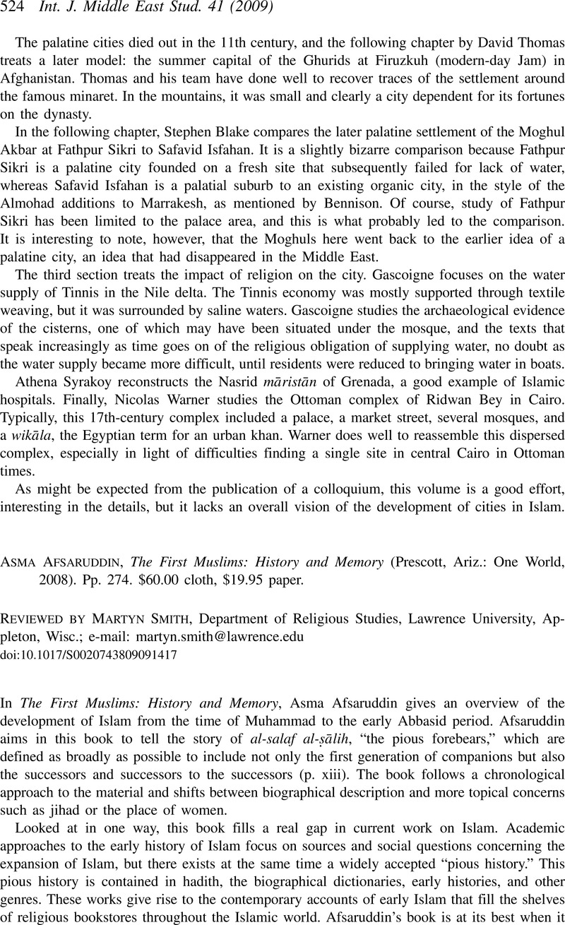Asma Afsaruddin, The First Muslims: History and Memory (Prescott, Ariz ...