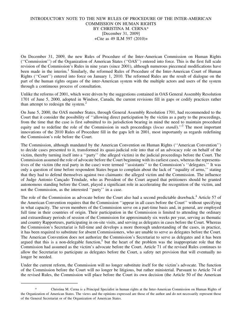 The New Rules of Procedure of the Inter-American Commission on Human ...