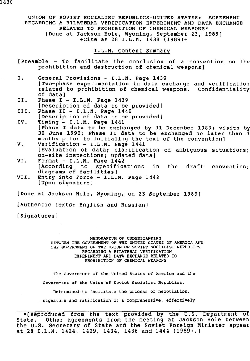 Union of Soviet Socialist Republics-United States: Agreement Regarding ...