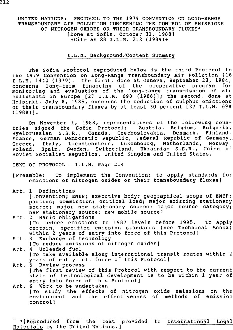 United Nations: Protocol to the 1979 Convention on Long-Range ...