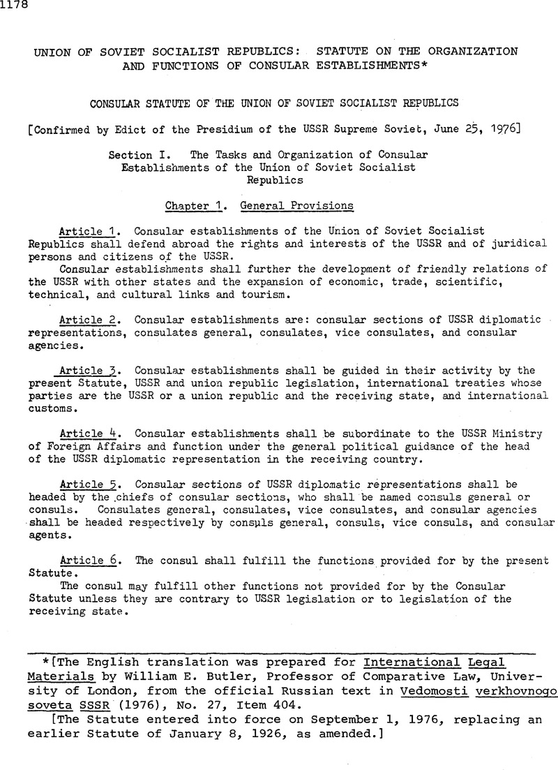 Union of Soviet Socialist Republics: Statute on the Organization and ...