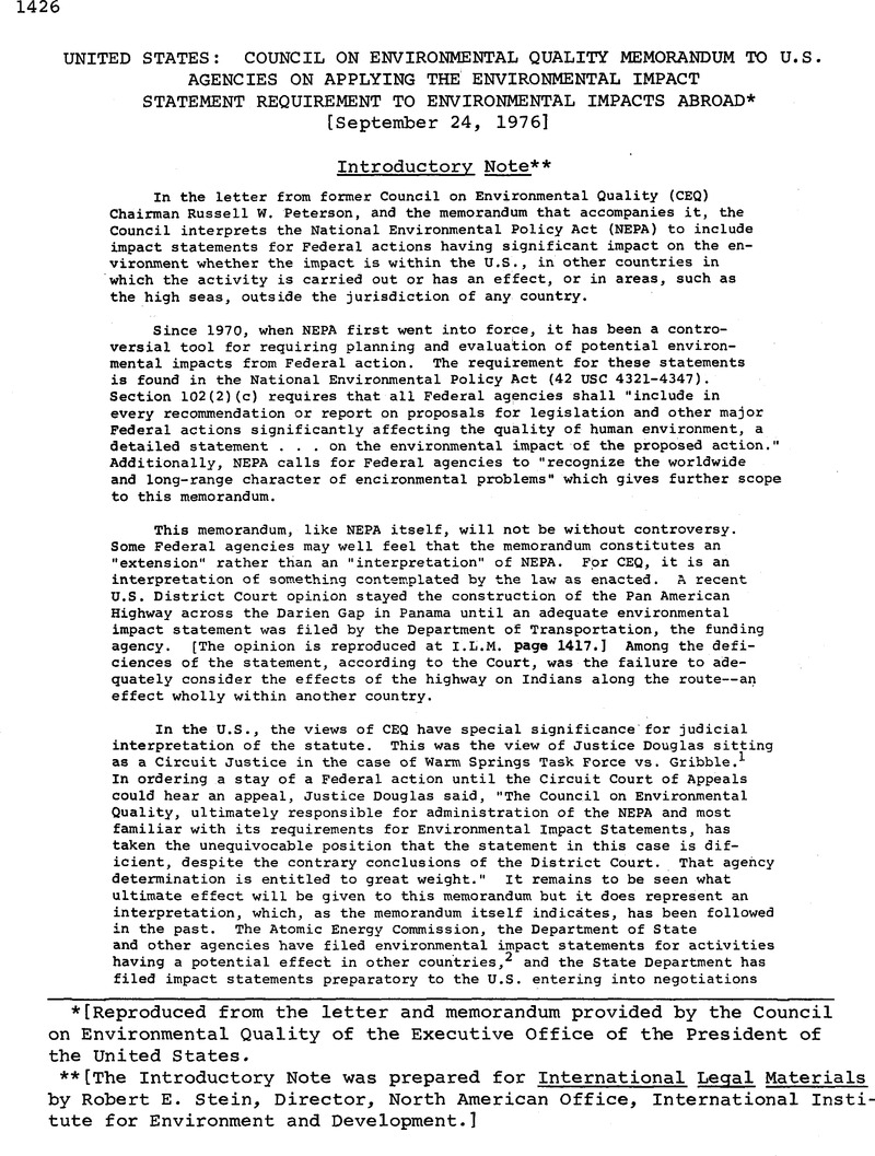 United States: Council on Environmental Quality Memorandum to U.S ...