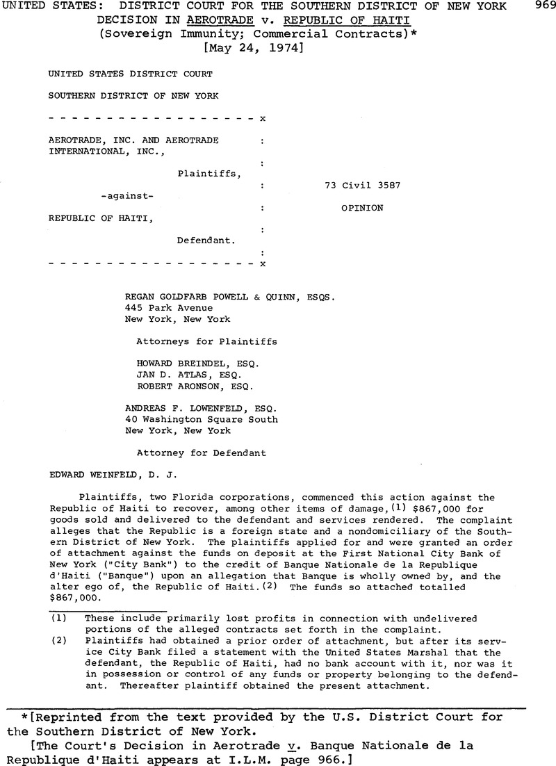 United States: District Court for the Southern District of New York ...