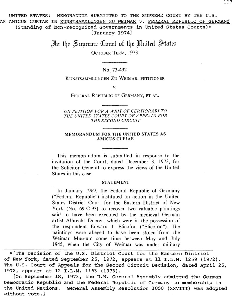 United States: Memorandum Submitted To The Supreme Court By The U.S. As ...