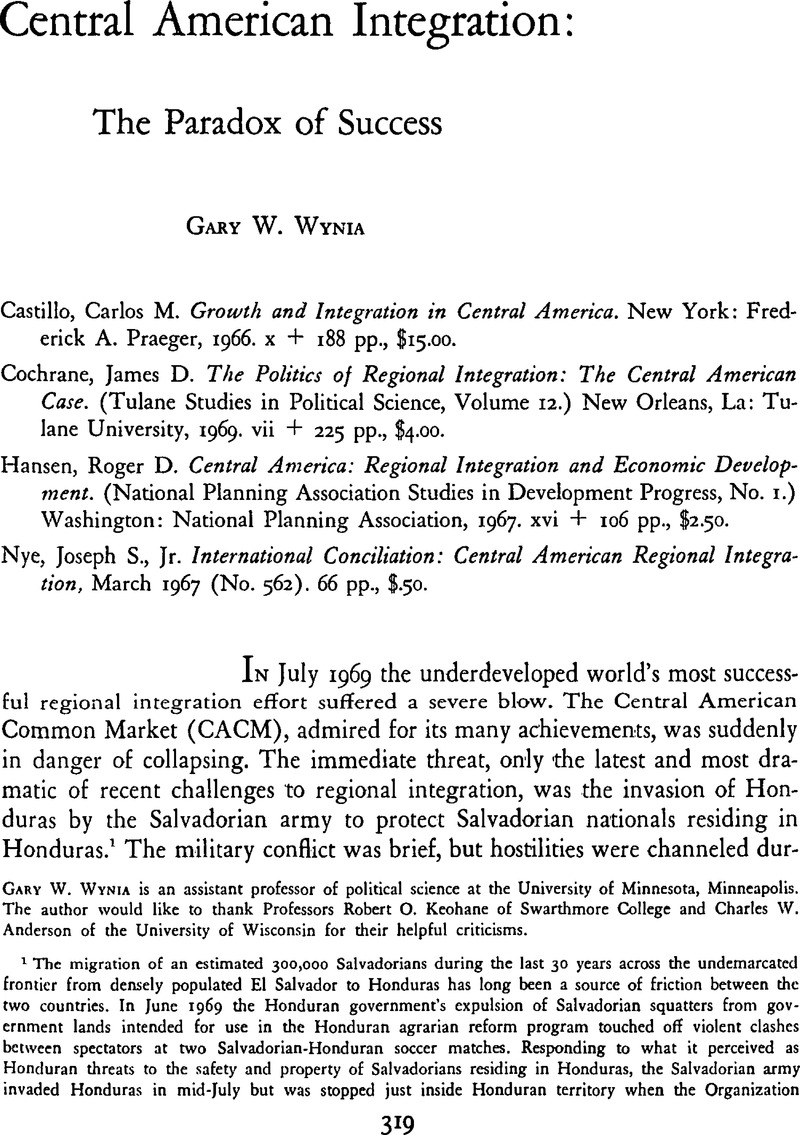 Central American Integration: The Paradox of Success | International ...