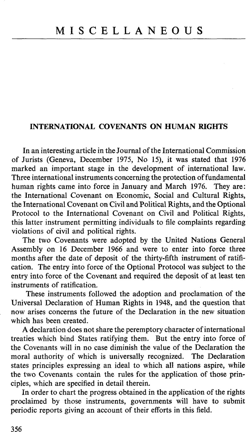 International Covenants On Human Rights International Review Of The Red Cross 1961 1997 