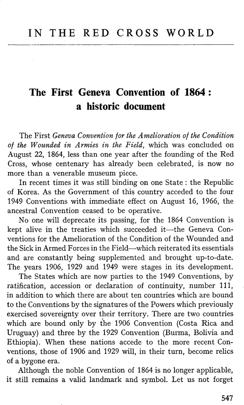 The First Geneva Convention Of 1864: A Historic Document ...