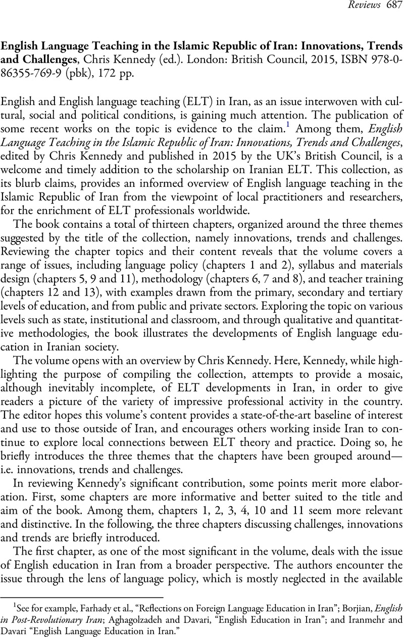 English Language Teaching in the Islamic Republic of Iran: Innovations ...
