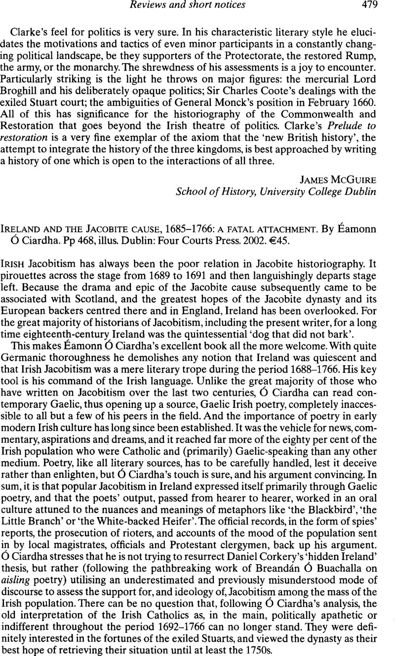 Ireland and the Jacobite cause, 1685-1766: a fatal attachment. By ...