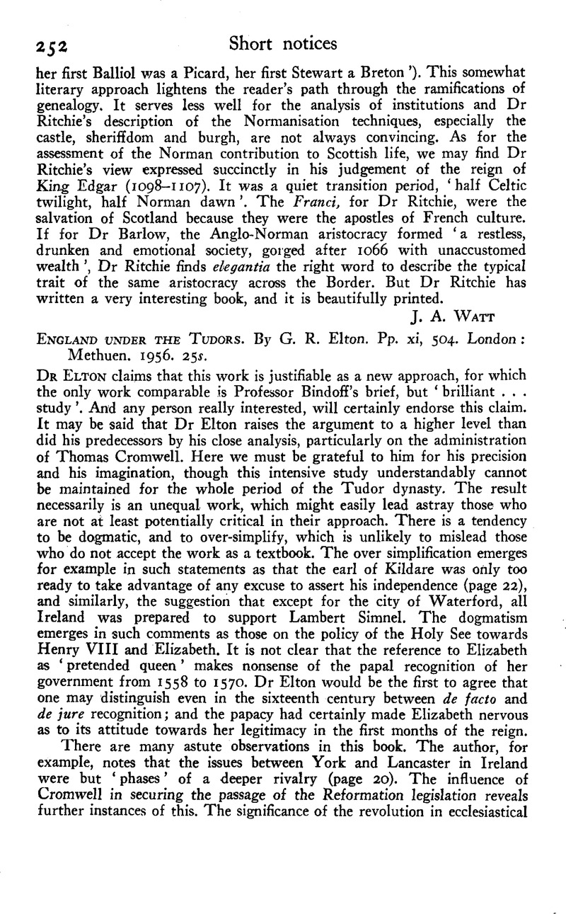England under the Tudors. By G.R. Elton. Pp. xi 504. London