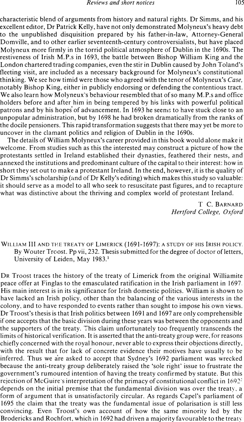 William III and the treaty of Limerick (1691-1697): a study of his ...