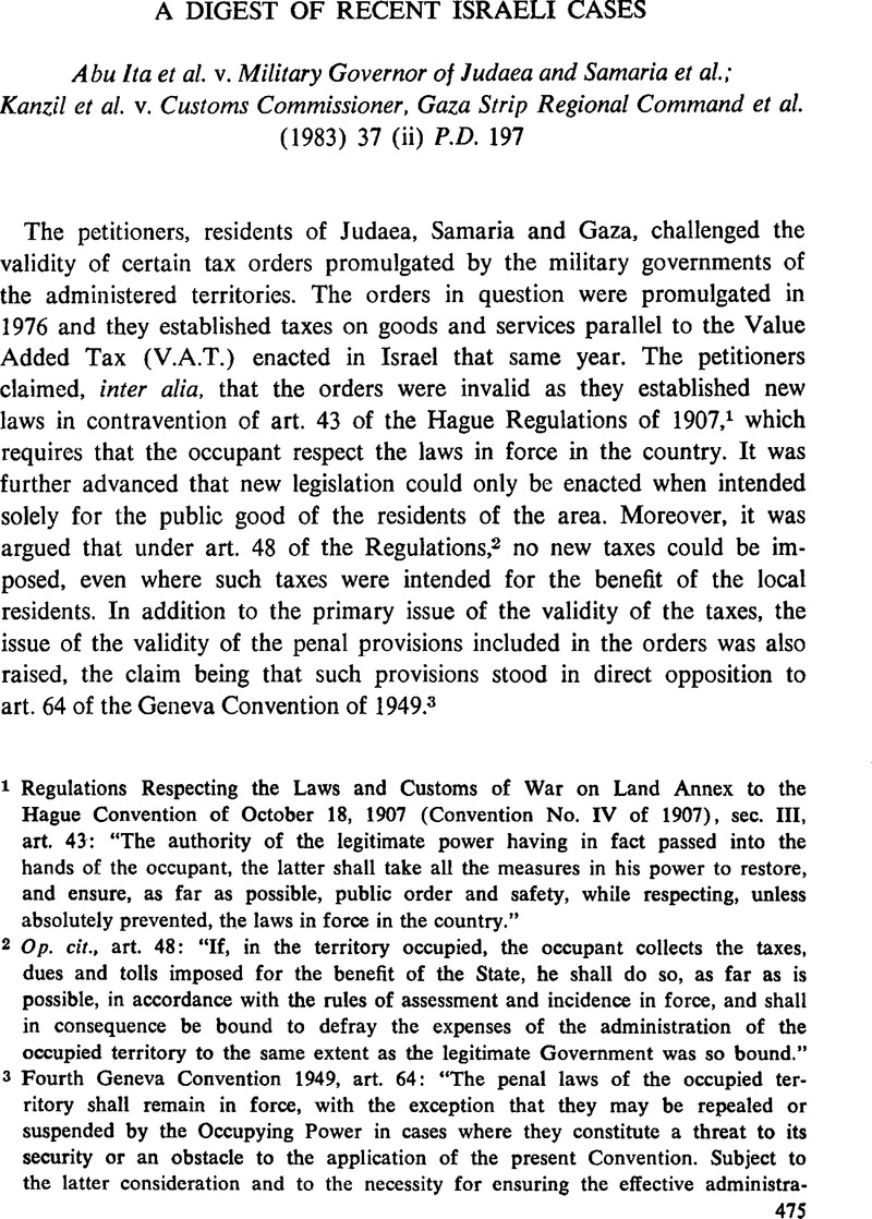 A Digest of Recent Israeli Cases | Israel Law Review | Cambridge Core