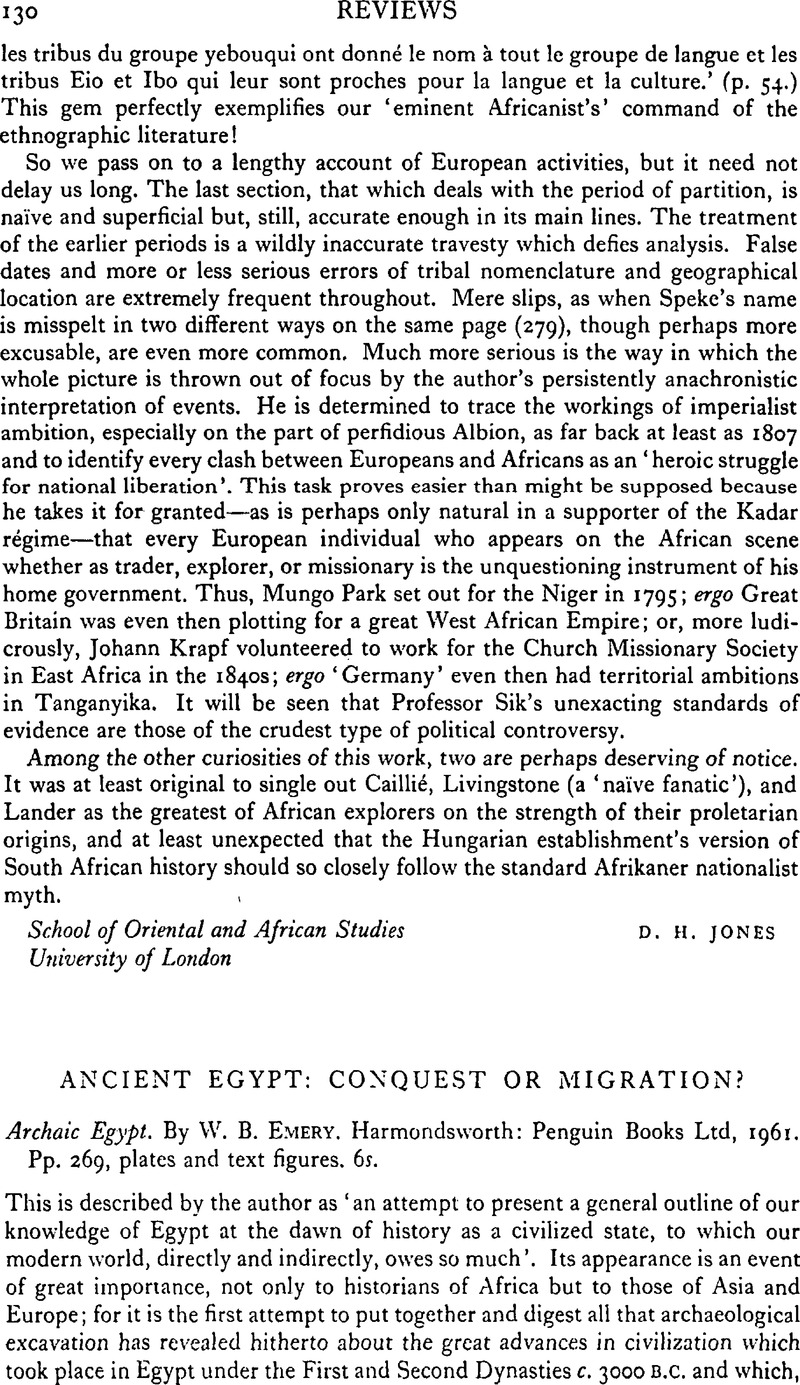 Ancient Egypt: Conquest Or Migration? - Archaic Egypt. By W. B. Emery ...