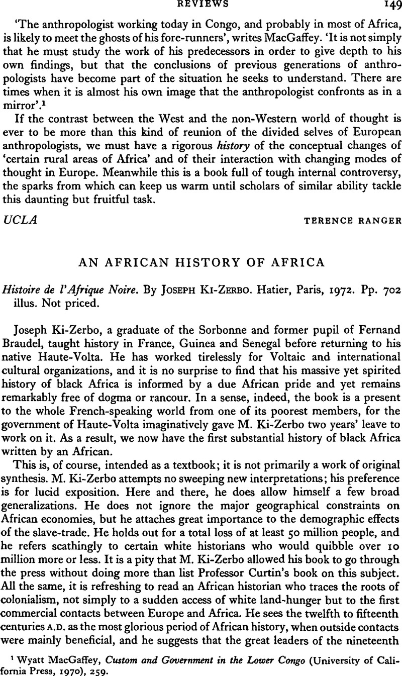 An African History of Africa - Histoire de l'Afrique Noire. By Joseph ...