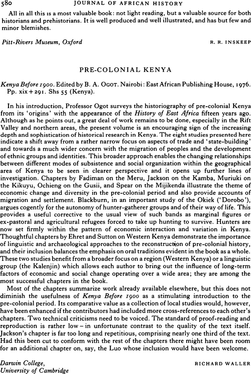 historical research topics in kenya