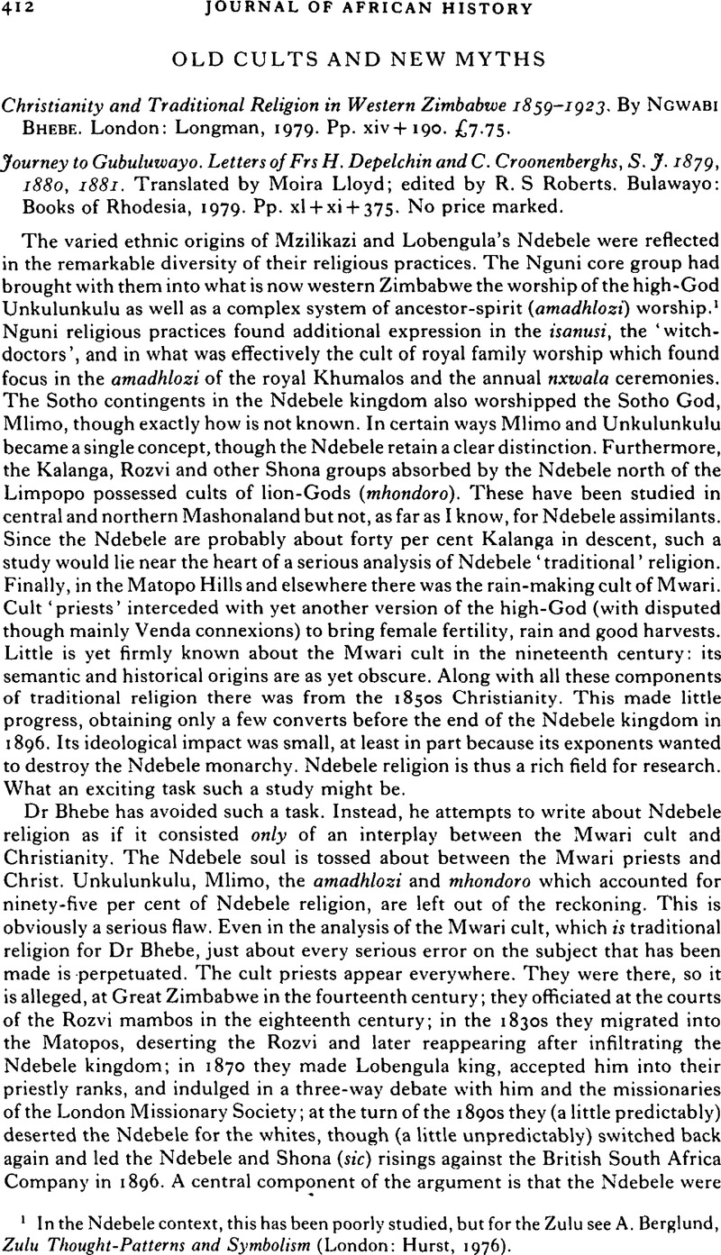 Old Cults and New Myths - Christianity and Traditional Religion in ...