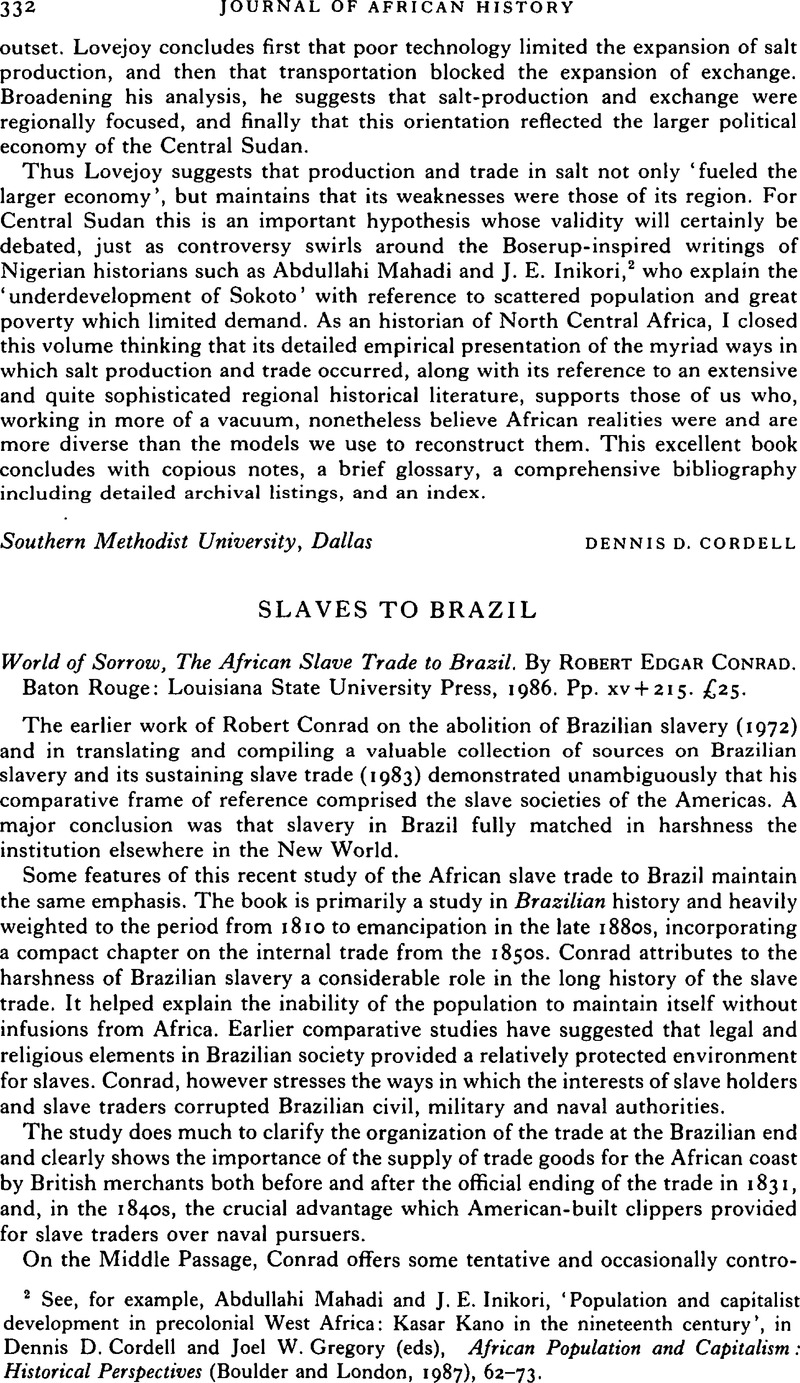 Slaves to Brazil - World of Sorrow, The African Slave Trade to Brazil ...