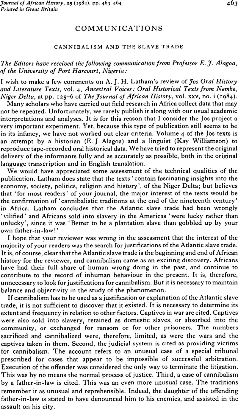 Cannibalism And The Slave Trade | The Journal Of African History ...