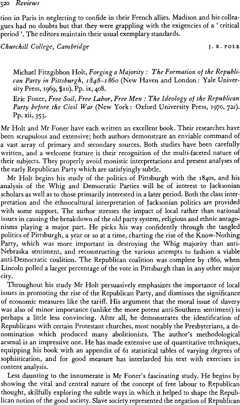 Michael Fitzgibbon Holt, Forging a Majority: The Formation of the ...