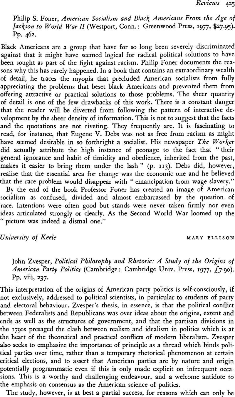 Philip S. Foner, American Socialism and Black Americans From the Age of ...